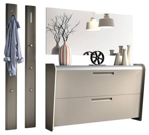 GARDEROBE 4-teilig  in 195/185/36 cm  - Taupe/Alufarben, Design, Holzwerkstoff/Metall (195/185/36cm) - Dieter Knoll