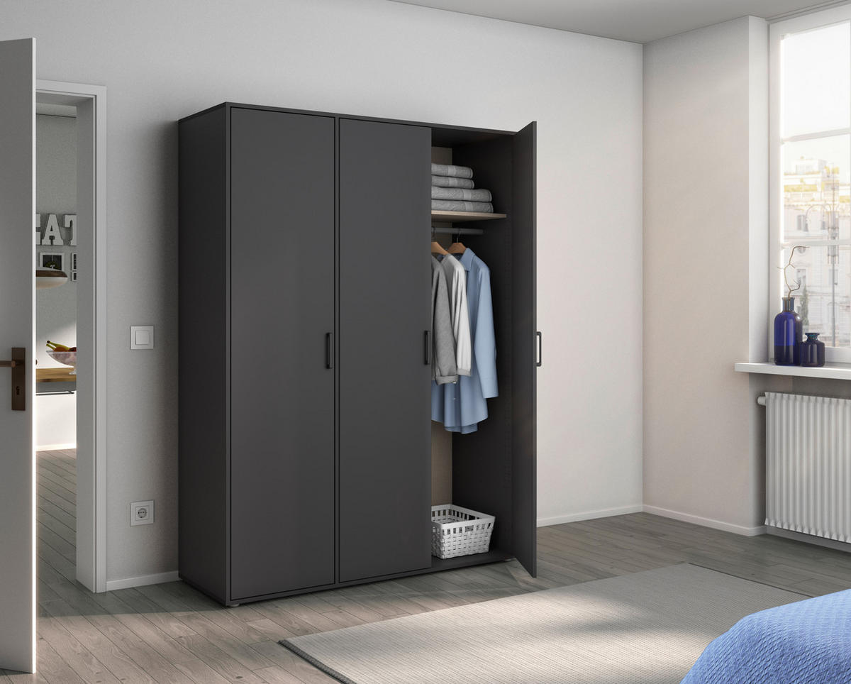 DREHTÜRENSCHRANK in Grau  - Grau, Modern, Holzwerkstoff/Kunststoff (140/194/53cm) - Rauch Möbel