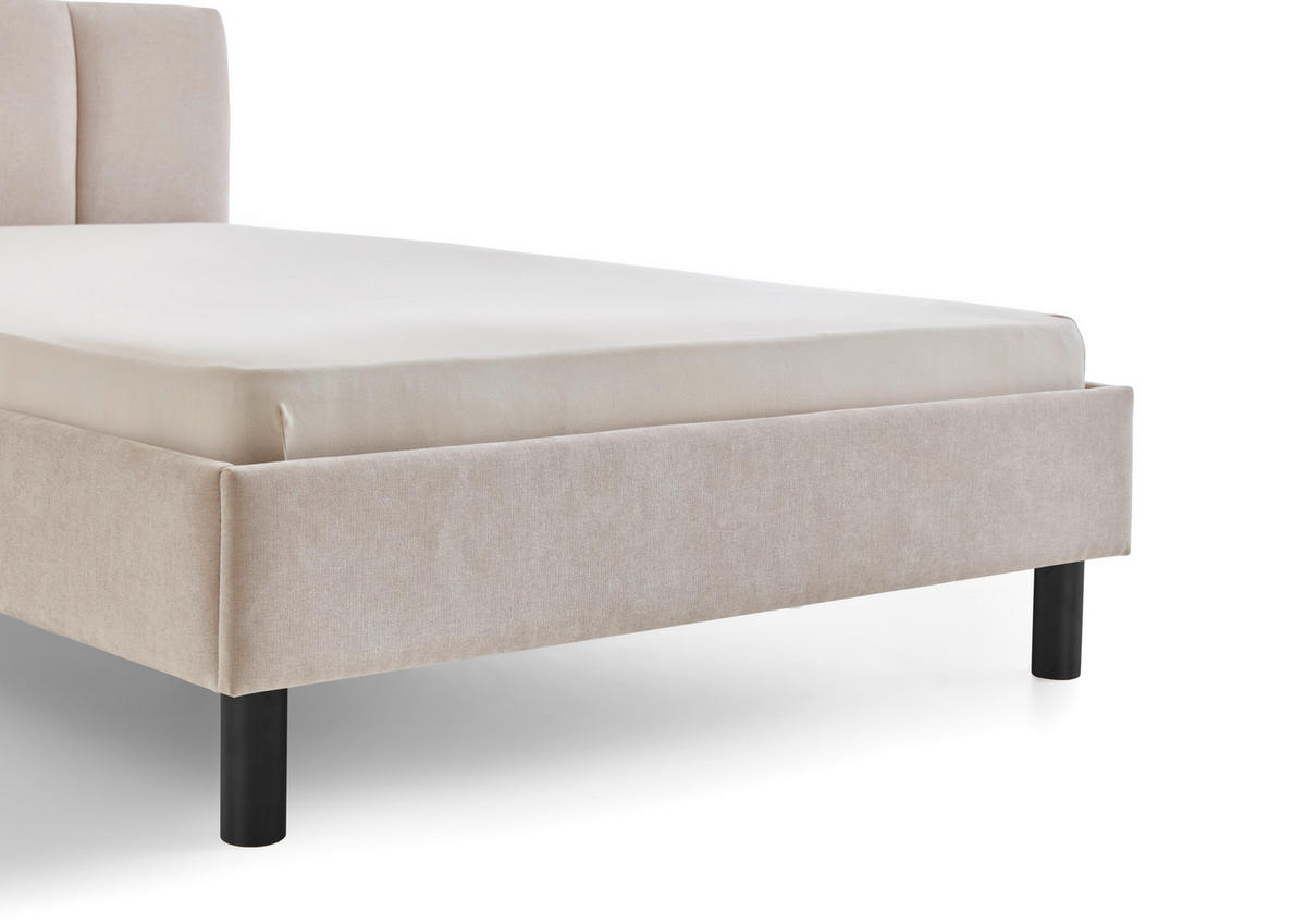 POLSTERBETT 140/200 cm  in Beige  - Beige/Schwarz, Basics, Holz/Textil (140/200cm) - Boxxx