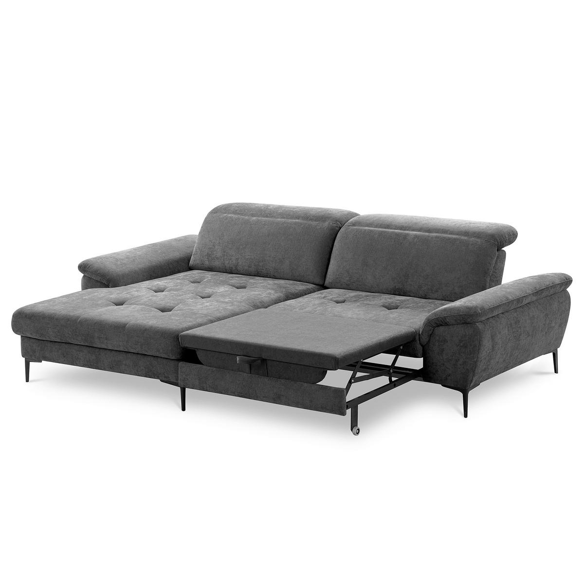 ECKSOFA  Webstoff Schwarz  - Schwarz, Design, Textil/Metall (195/268cm) - Livetastic