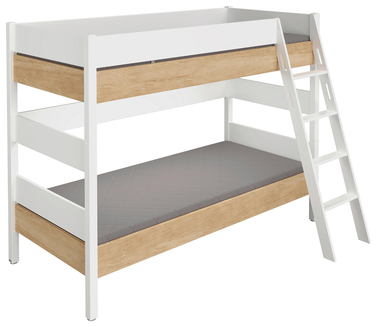 ETAGENBETT 90/200 cm,  in Weiß, Eichefarben, Leiter  - Eichefarben/Weiß, Basics, Holz/Holzwerkstoff (90/200cm) - Paidi