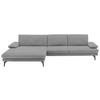 ECKSOFA in Velours Hellgrau  180/310 cm  - Hellgrau/Schwarz, Design, Textil/Metall (180/310cm) - Dieter Knoll