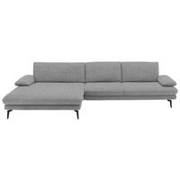 ECKSOFA in Velours Hellgrau  180/310 cm  - Hellgrau/Schwarz, Design, Textil/Metall (180/310cm) - Dieter Knoll