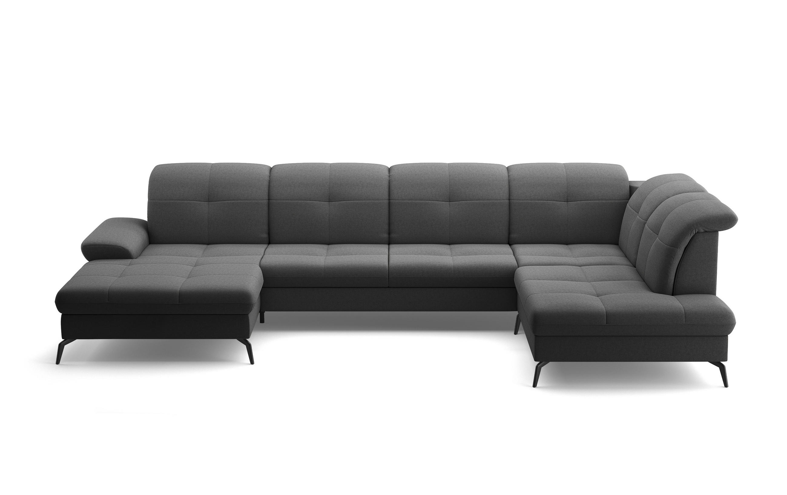 WOHNLANDSCHAFT Dunkelgrau Flachgewebe  - Dunkelgrau/Schwarz, KONVENTIONELL, Textil/Metall (185/357/231cm) - Sit & More