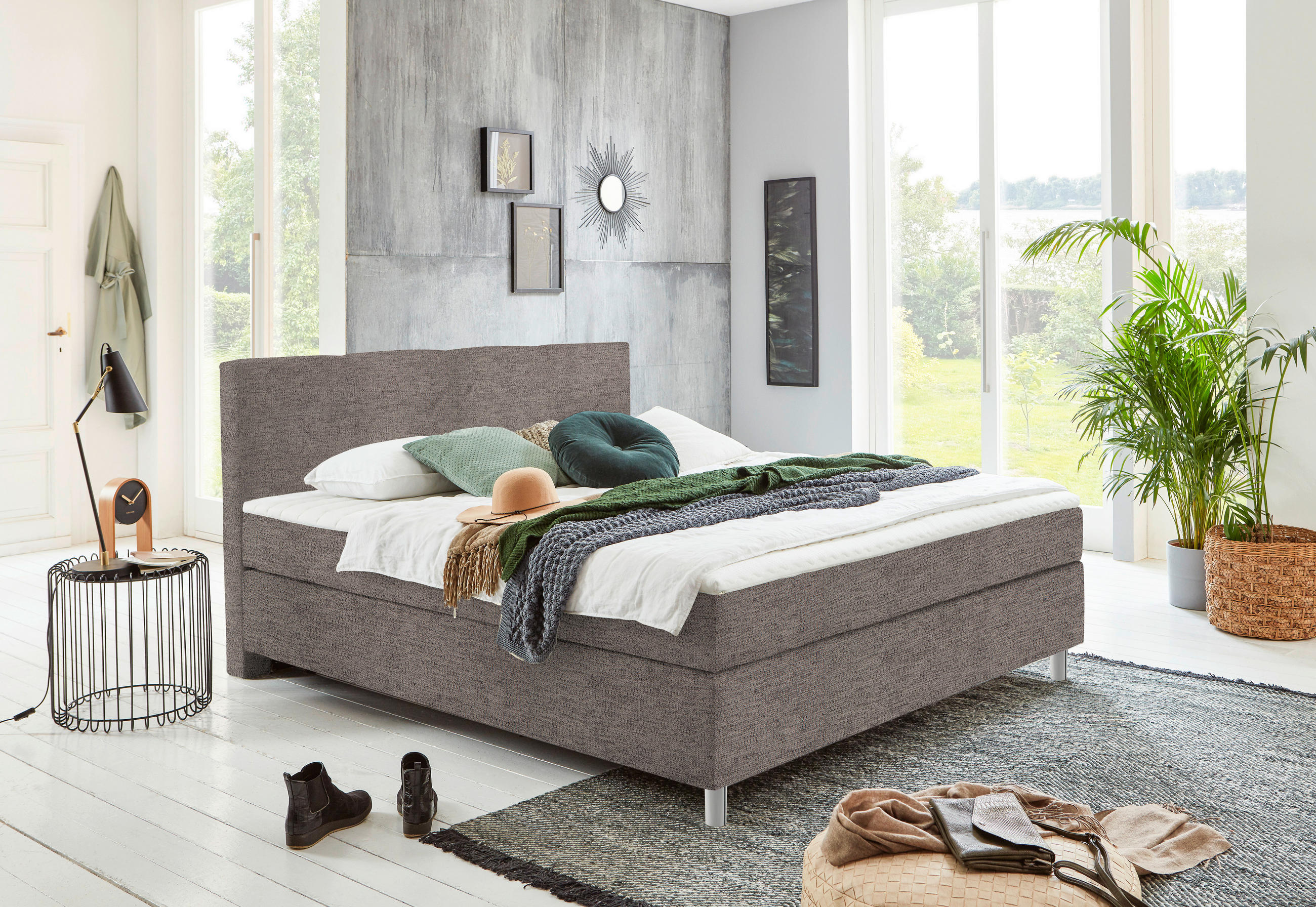 BOXSPRINGBETT 120/200 cm  in Braun  - Chromfarben/Braun, Konventionell, Kunststoff/Textil (120/200cm) - Hom`in