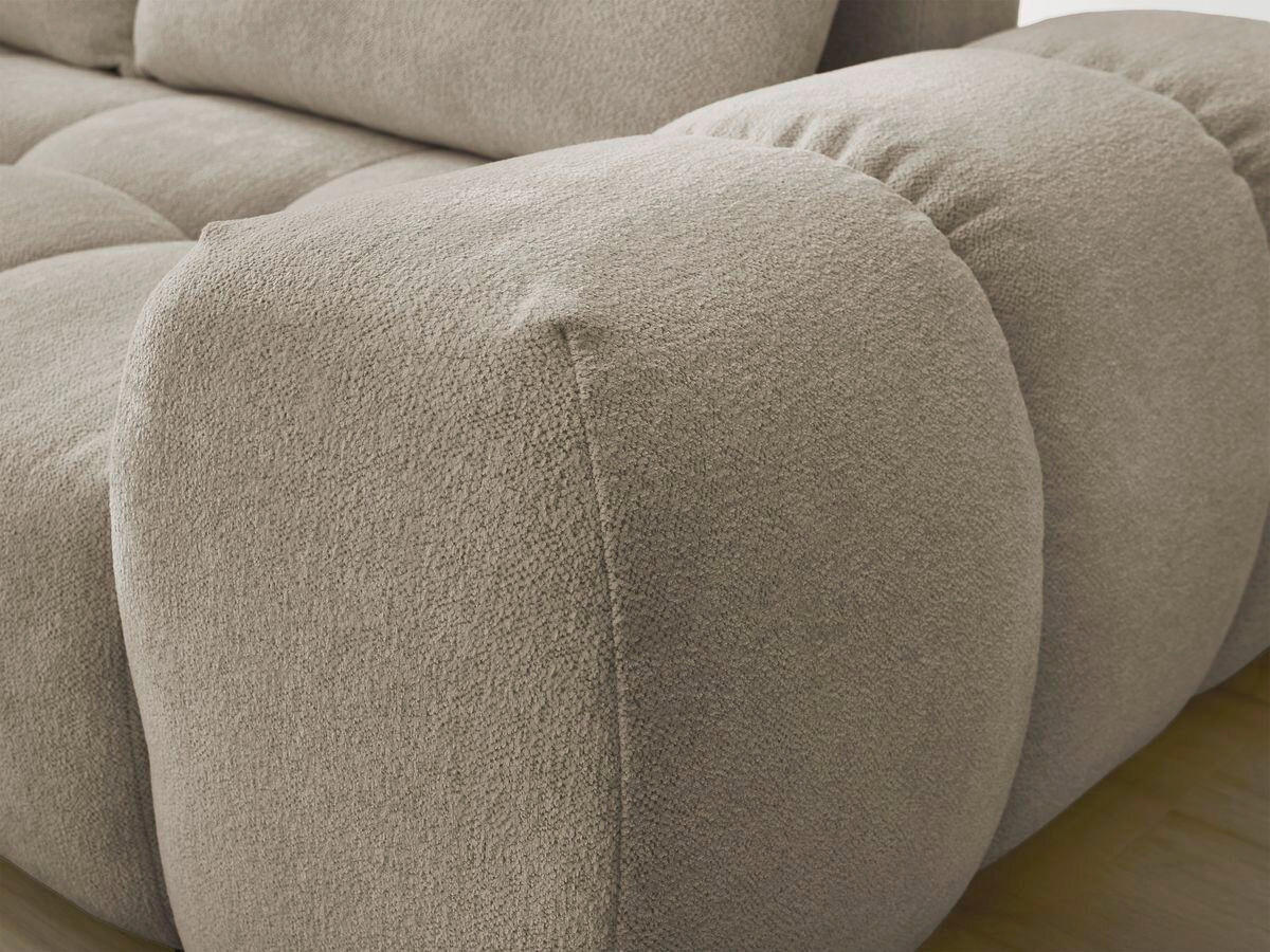 ECKSCHLAFSOFA EVEREST  mit Rücken echt, Armteil links, Armteil rechts Flachgewebe Taupe  - Taupe/Schwarz, MODERN, Kunststoff/Textil (320/212cm)