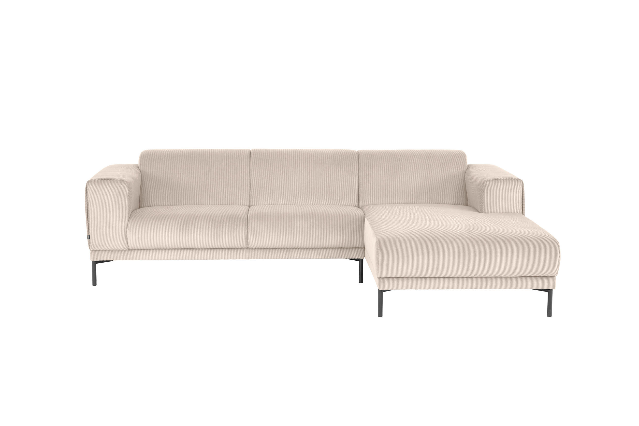 ECKSOFA in Cord Beige  262/183 cm  - Beige/Schwarz, Design, Textil/Metall (262/183cm) - MID.YOU