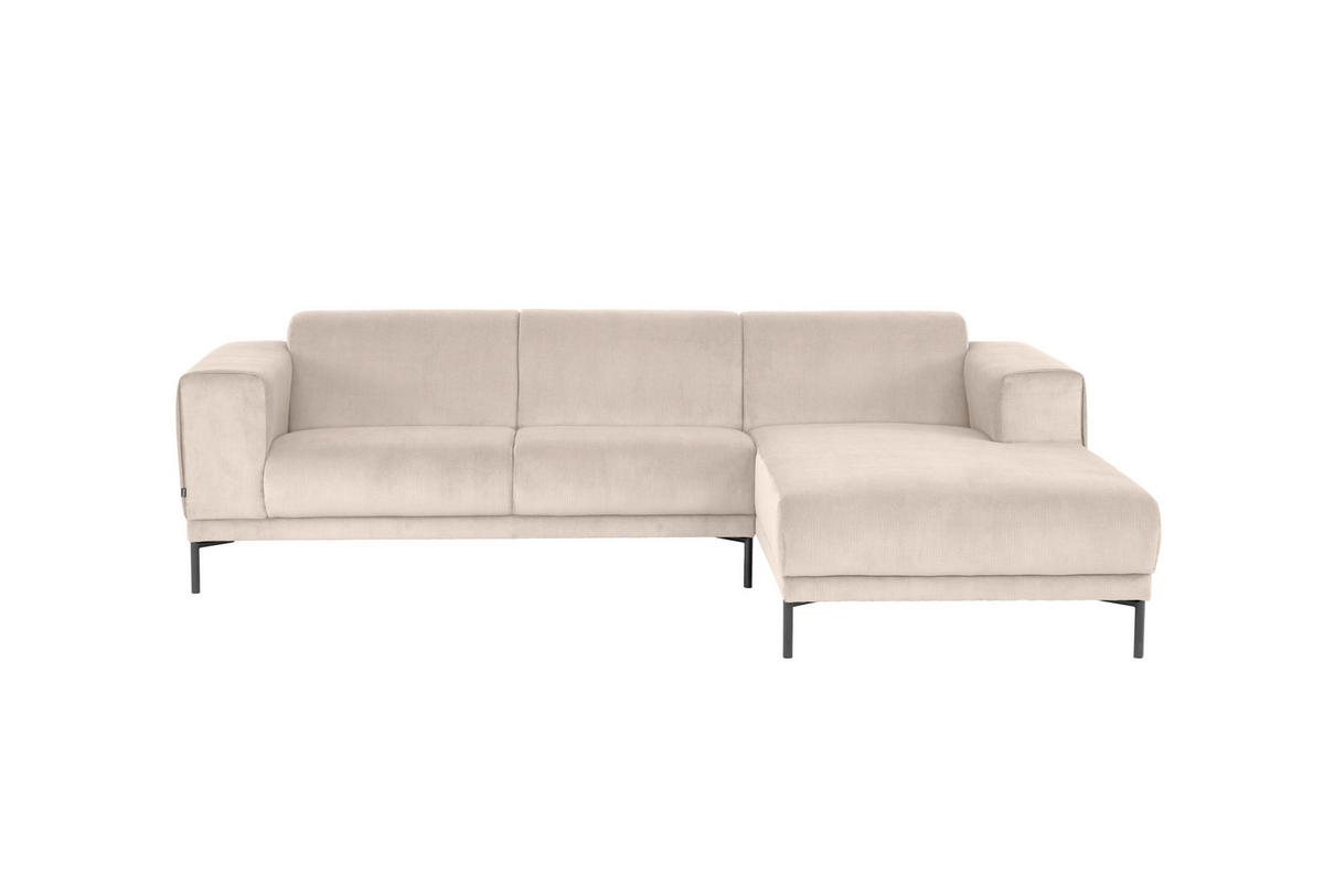 ECKSOFA in Cord Beige  - Beige/Schwarz, Design, Textil/Metall (262/183cm) - MID.YOU