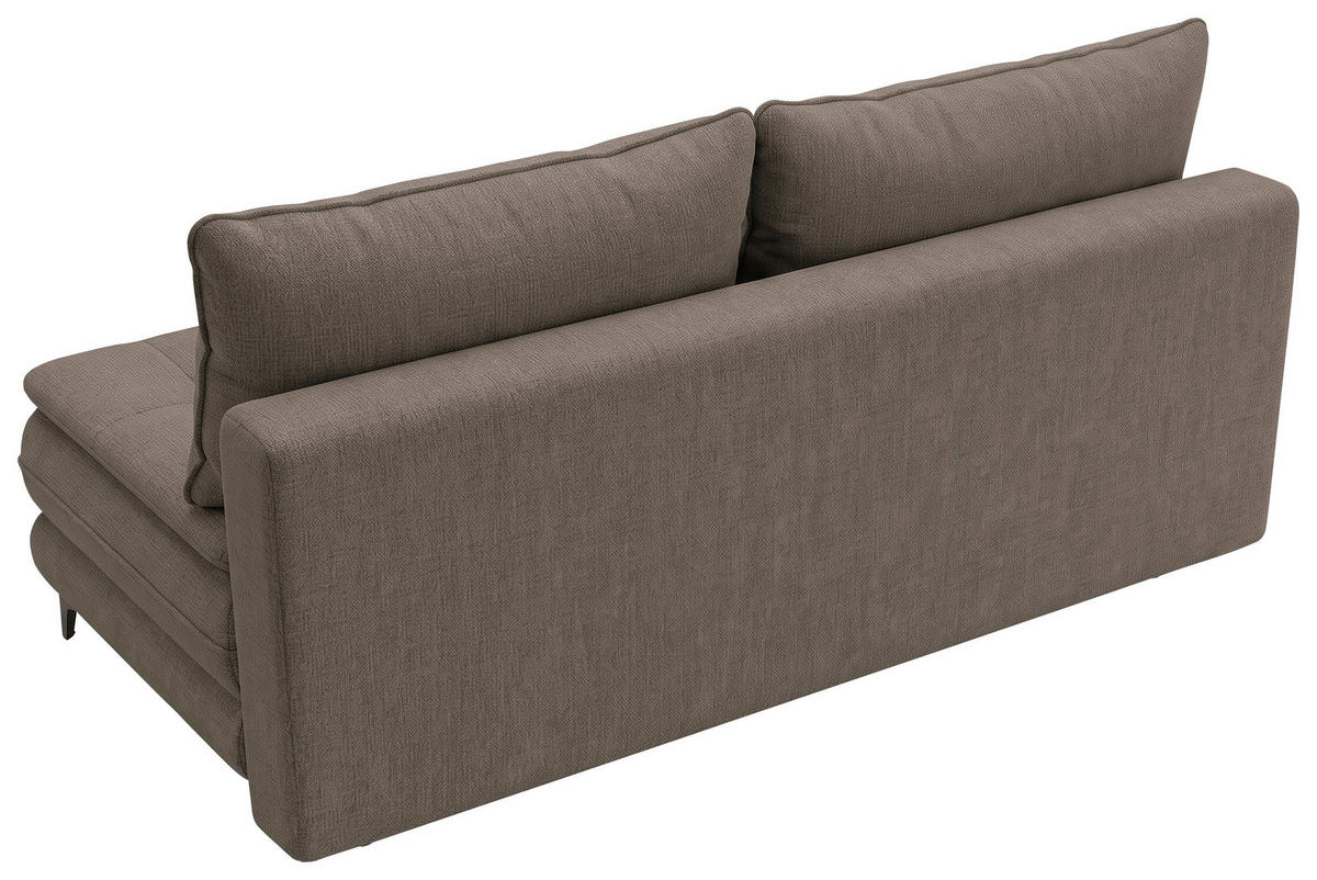 SCHLAFSOFA Chenille Taupe  inkl. Bettkasten, Schlaffunktion, Topper  - Taupe/Schwarz, Design, Textil/Metall (200/95/92cm) - Stylife