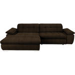 ECKSOFA in Mikrofaser Dunkelbraun  180/265 cm  - Chromfarben/Dunkelbraun, Design, Textil/Metall (180/265cm) - Carryhome