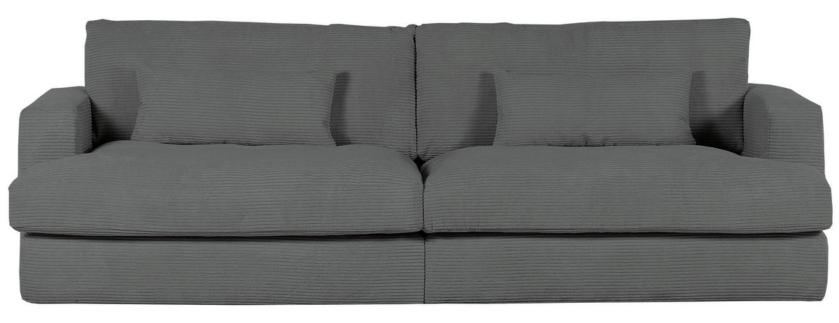 BIGSOFA in Cord Anthrazit  - Anthrazit/Schwarz, Romantik / Landhaus, Kunststoff/Textil (270/67/120cm) - Landscape