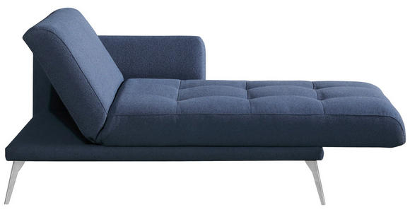 RÉCAMIERE Amira in Flachgewebe Dunkelblau  - Chromfarben/Dunkelblau, KONVENTIONELL, Textil/Metall (200/85/106cm) - Novel