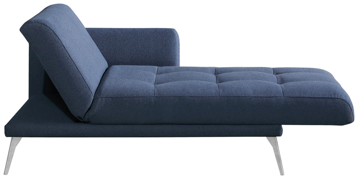 RÉCAMIERE Flachgewebe Dunkelblau  - Chromfarben/Dunkelblau, Konventionell, Textil/Metall (200/85/106cm) - Novel