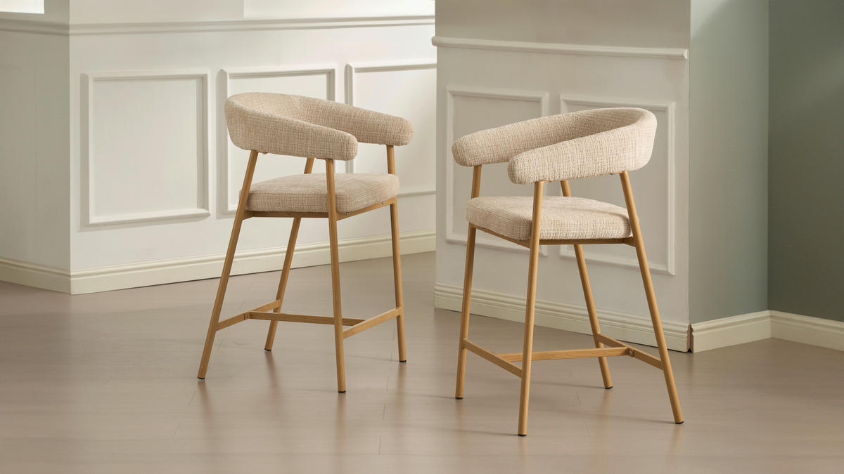 BARHOCKER in Eichefarben, Beige  - Eichefarben/Beige, MODERN, Holz/Textil (53/93/55cm) - Livetastic