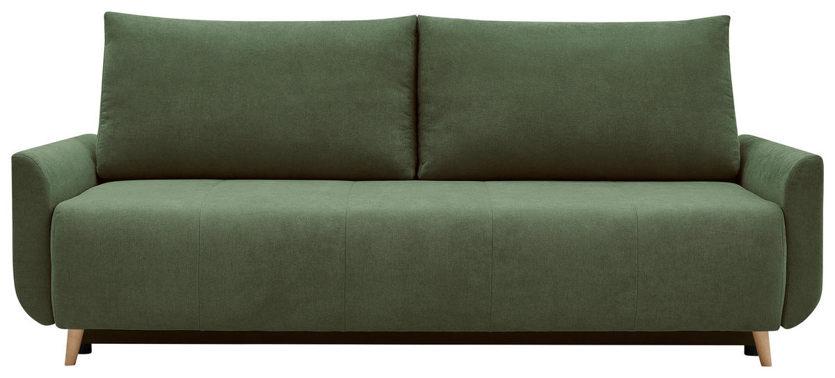 SCHLAFSOFA DUO Mikrofaser Grün  inkl. Rückenkissen, Bettkasten, Schlaffunktion, Rücken echt  - Naturfarben/Grün, Design, Textil (218/90/110cm) - P & B