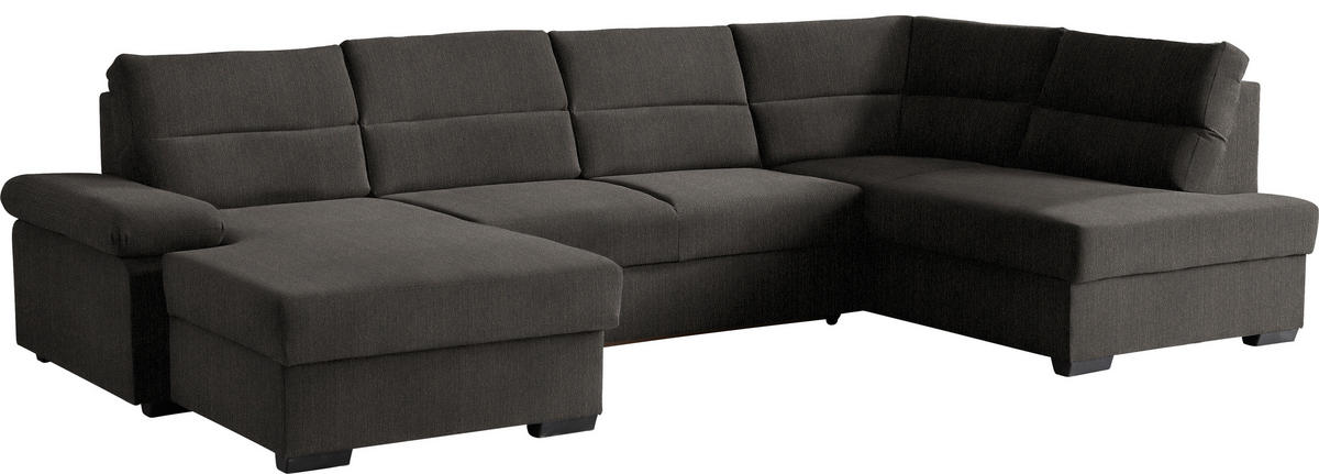 WOHNLANDSCHAFT in Webstoff Dunkelbraun  - Dunkelbraun, Konventionell, Kunststoff/Textil (166/319/183cm) - Cantus