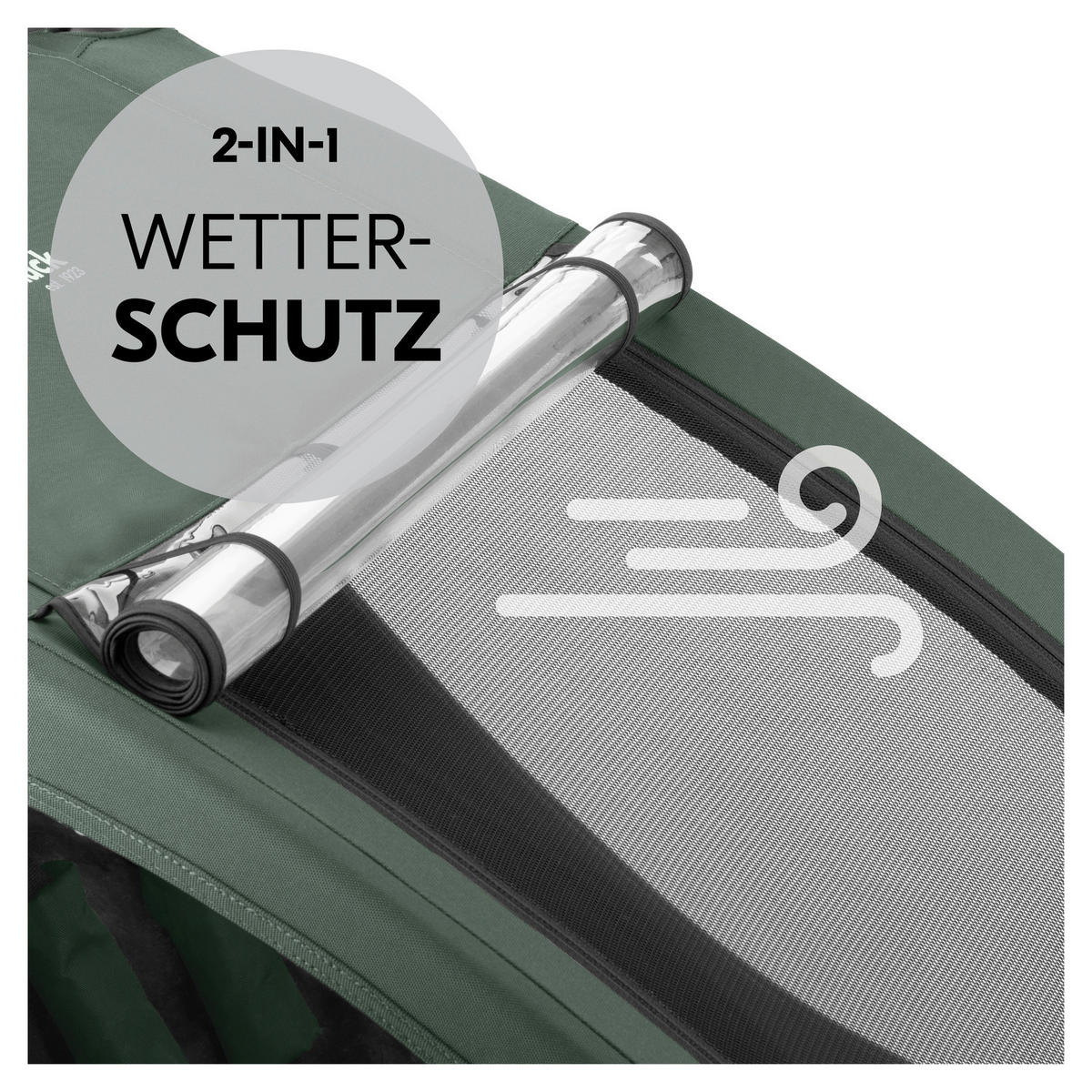 FAHRRADANHÄNGER   Dryk Duo Plus  - Dunkelgrün/Schwarz, Basics, Kunststoff/Textil (79/107/114cm) - Hauck