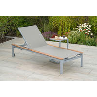 GARTENLIEGE 198/103/84 cm Akazie  - Beige/Silberfarben, MODERN, Holz/Metall (198/103/84cm) - Gardenson