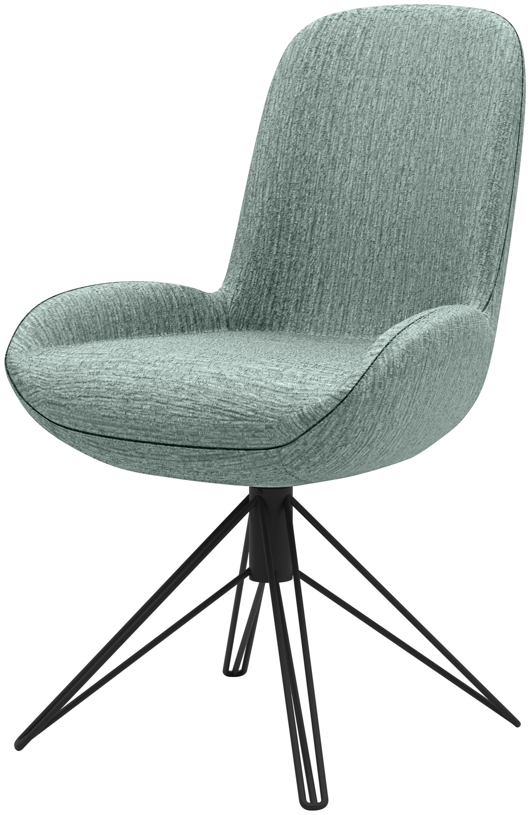 STUHL Chenille Graublau - Graublau/Schwarz, Design, Textil/Metall (55/90/62cm) - Musterring