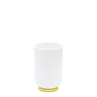 ZAHNPUTZBECHER Kunststoff  - Weiss/Goldfarben, Basics, Kunststoff (7,1/11,1/7,1cm) - Sadena