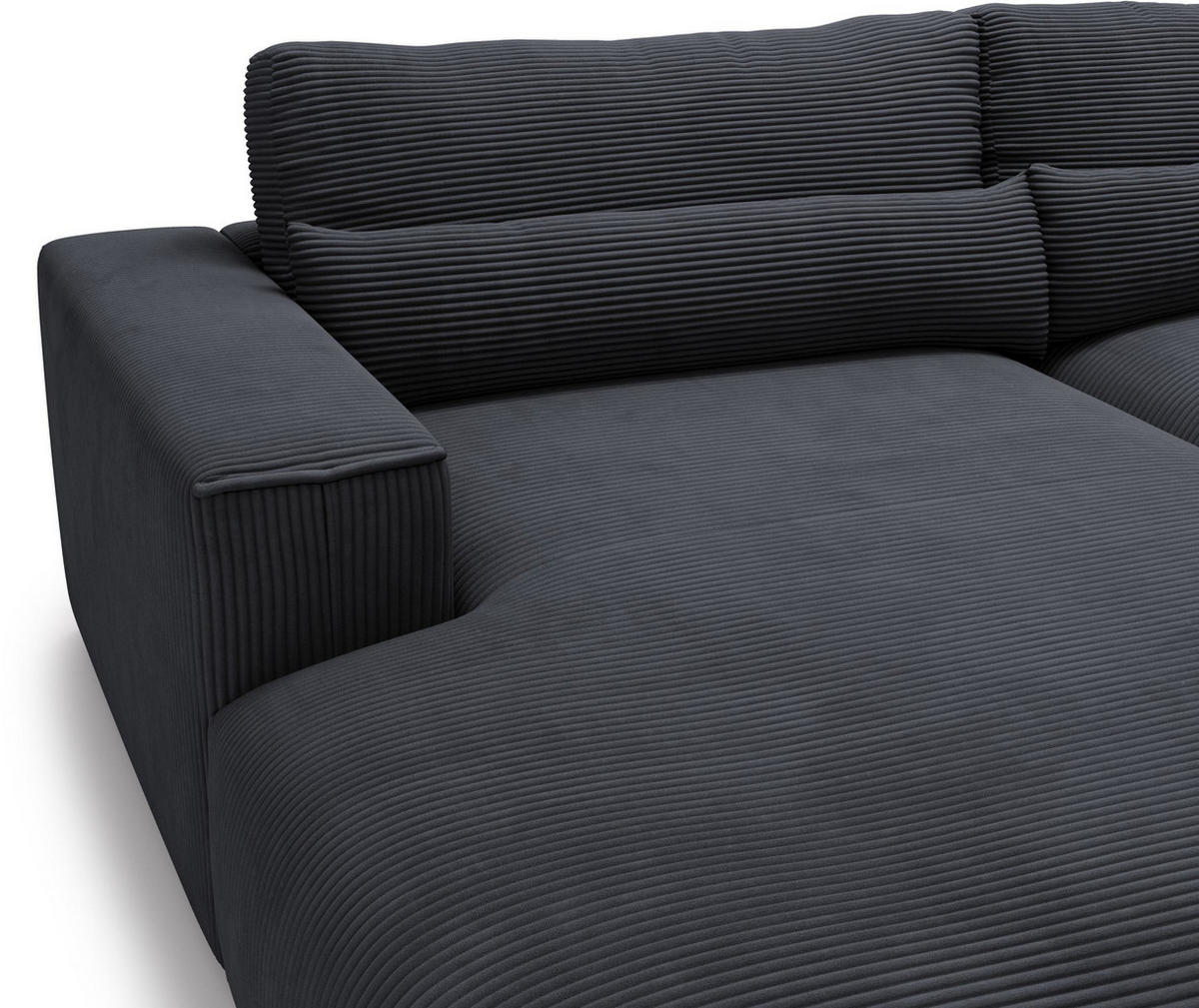 ECKSOFA Felicia Dunkelgrau Cord, Struktur  - Dunkelgrau/Schwarz, Design, Kunststoff/Textil (187/267cm) - Stylife