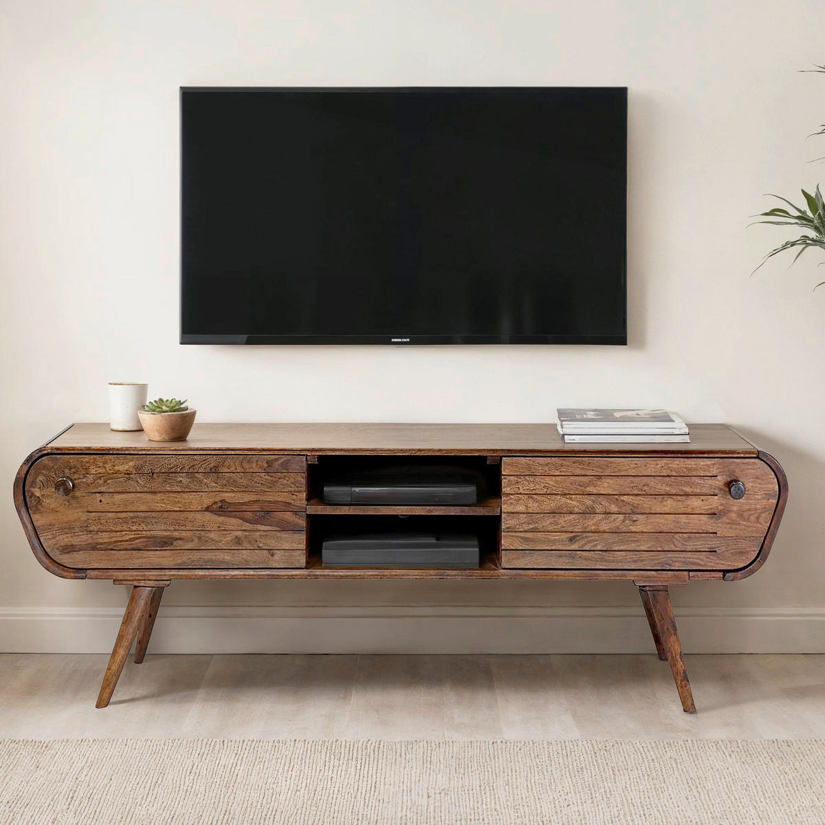 LOWBOARD  in 160/50/45 cm  - Sheeshamfarben, Natur, Holz (160/50/45cm) - Livetastic