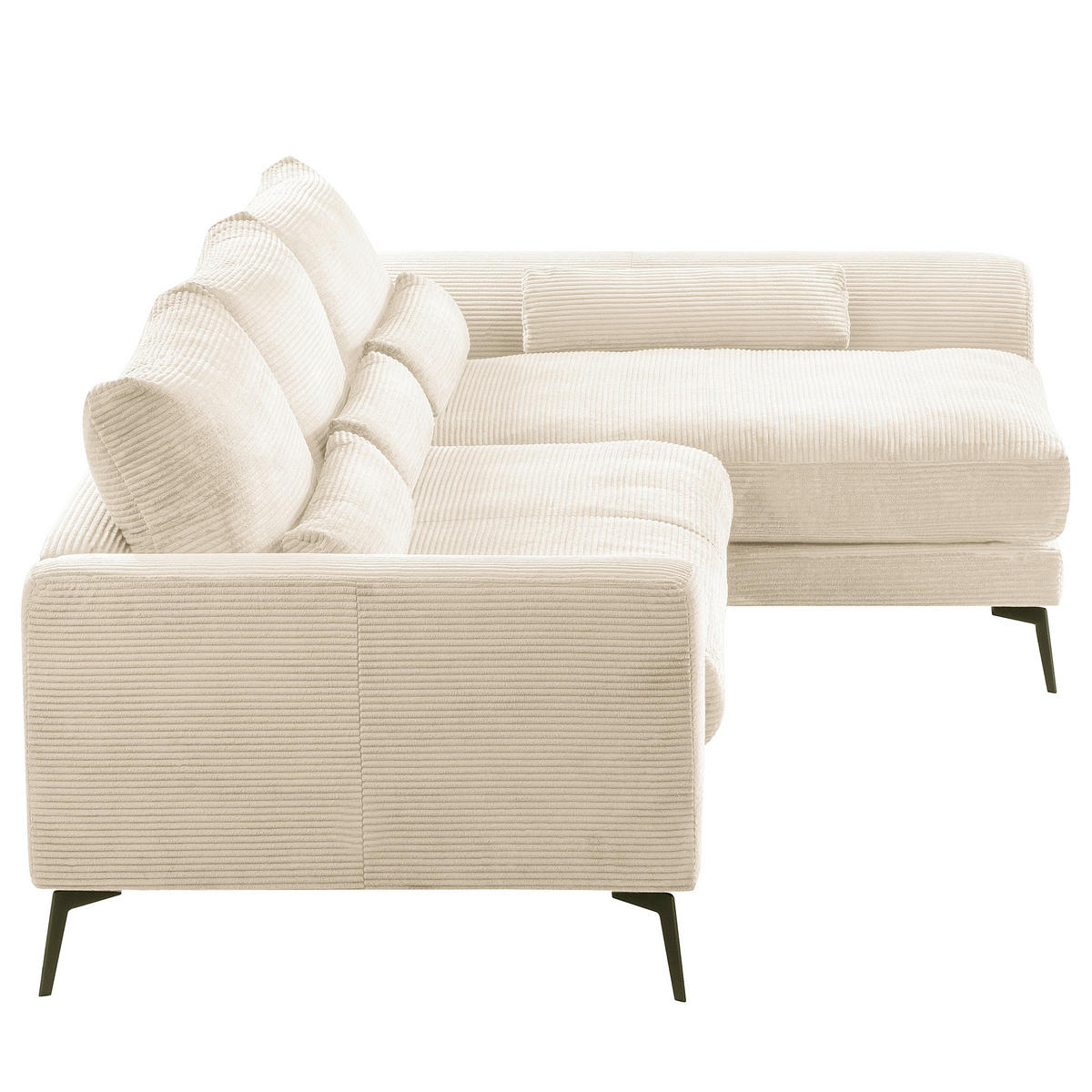 ECKSOFA Creme Cord Nierenkissen, Rückenkissen  - Creme/Schwarz, Design, Textil/Metall (313/172cm) - P & B