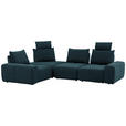 ECKSOFA in Velours Dunkelblau  - Schwarz/Dunkelblau, Design, Kunststoff/Textil (236/326cm) - Xora