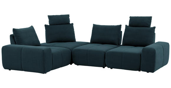 ECKSOFA in Velours Dunkelblau  - Schwarz/Dunkelblau, Design, Kunststoff/Textil (236/326cm) - Xora