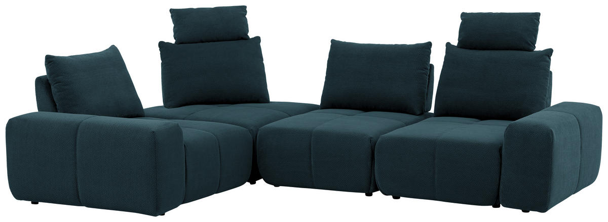 ECKSOFA in Velours Dunkelblau  - Schwarz/Dunkelblau, Design, Kunststoff/Textil (236/326cm) - Xora
