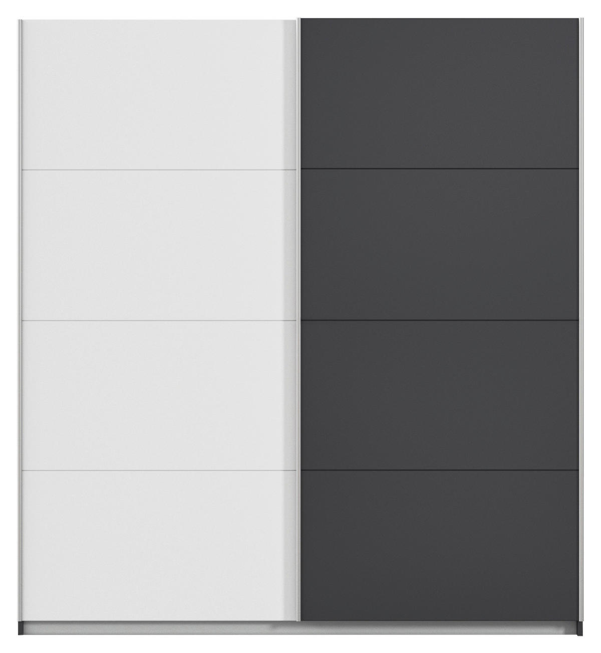 SCHWEBETÜRENSCHRANK  in Graphitfarben, Weiß  - Alufarben/Graphitfarben, MODERN, Holzwerkstoff/Metall (181/197/61cm) - Rauch Möbel