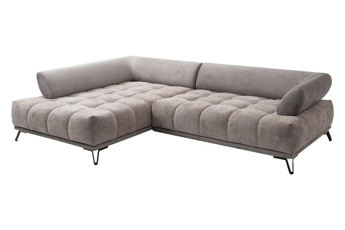 HÖRNSOFFA i chenille taupe  - svart/taupe, Modern, metall/textil (184/262cm) - MID.YOU