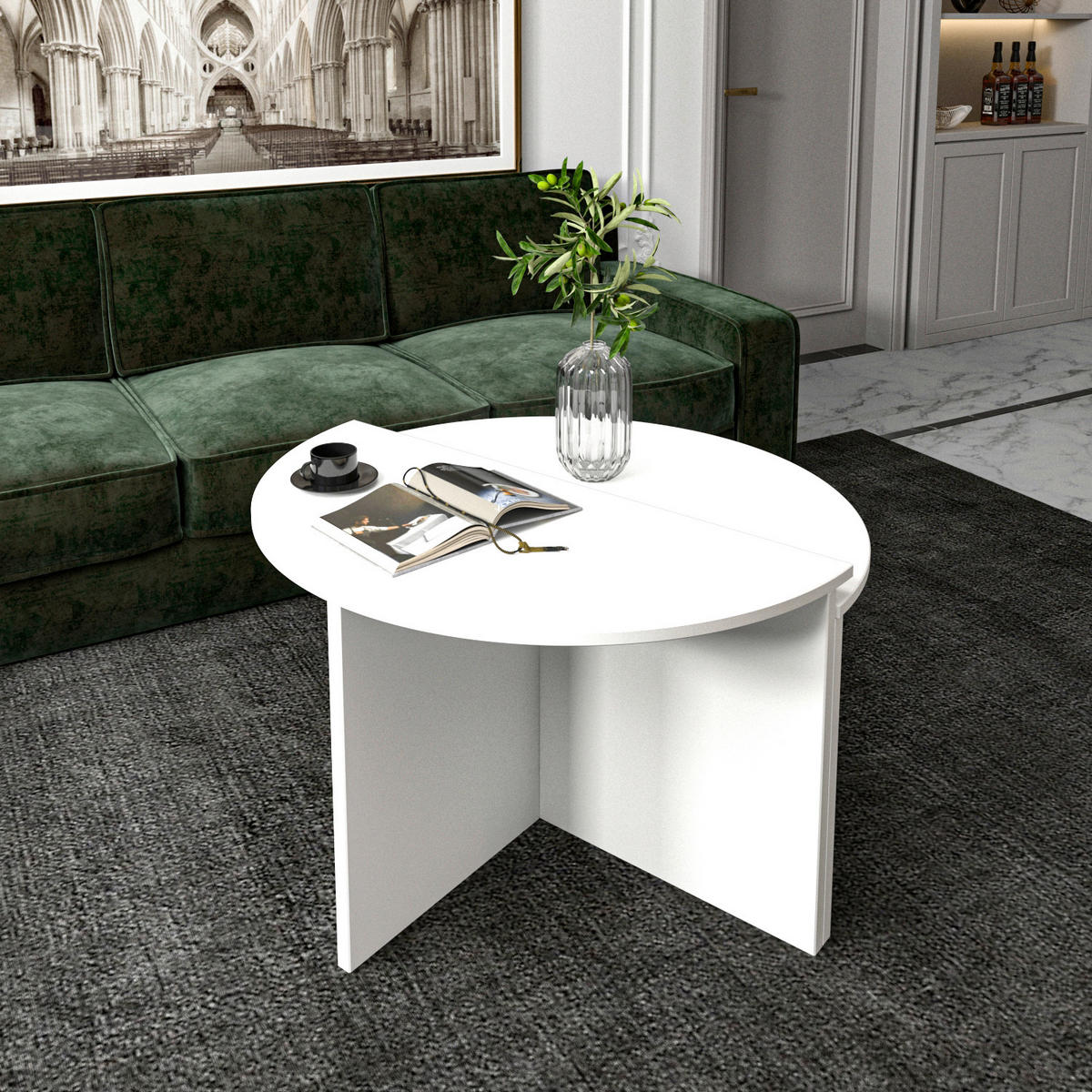 COUCHTISCHSET Dolunay Couchtisch Weiß  - Weiß, Design, Holzwerkstoff - Livetastic