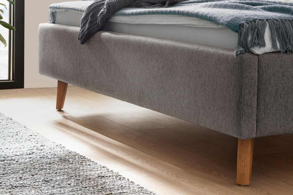 POLSTERBETT Lattenrost, Bettkasten 140/200 cm  in Grau  - Eichefarben/Grau, MODERN, Holz/Textil (140/200cm) - Livetastic