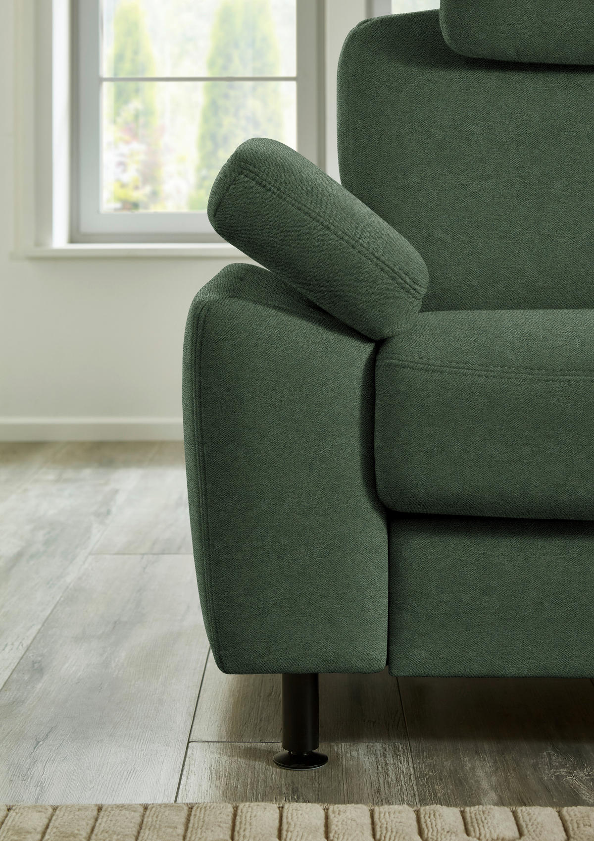 ECKSOFA  in Flachgewebe Waldgrün  248/252 cm  - Waldgrün/Schwarz, KONVENTIONELL, Textil/Metall (248/252cm) - Beldomo Comfort