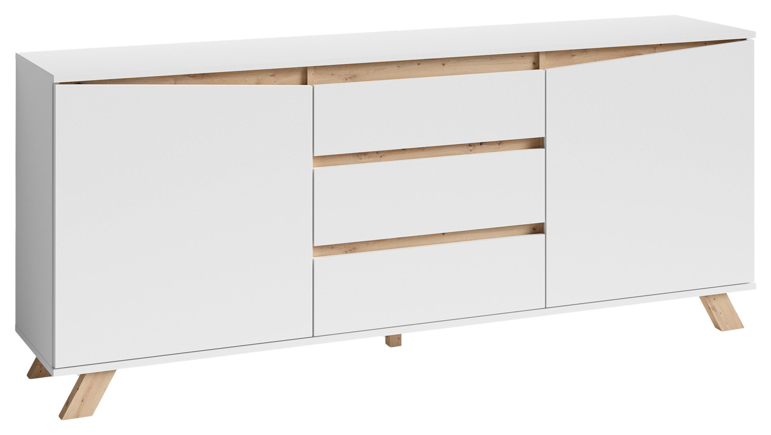 SIDEBOARD Valentin 180/76/38 cm 3 Schublade(n)  - Weiß/Eiche Artisan, MODERN, Holzwerkstoff (180/76/38cm) - MID.YOU