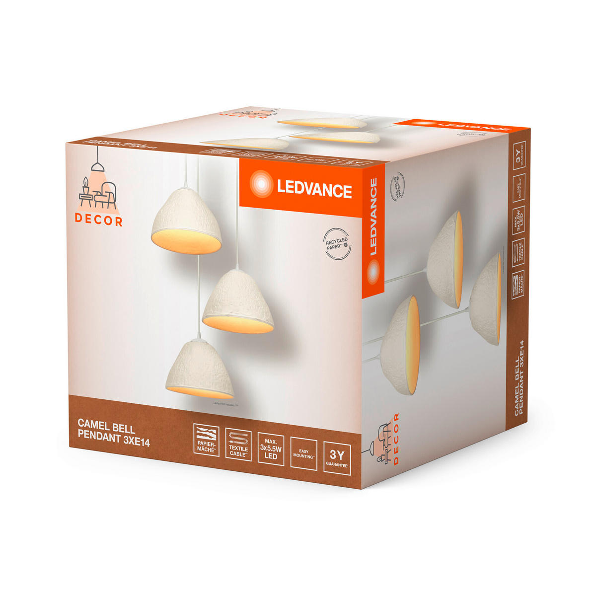 PENDELLEUCHTE 43,7/160,5 cm   - KONVENTIONELL, Papier/Metall (43,7/160,5cm) - Ledvance