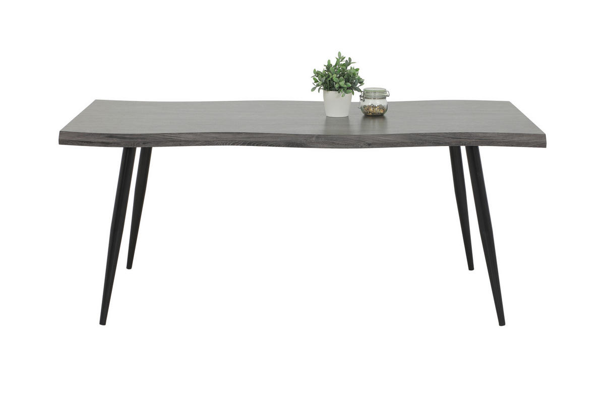 ESSTISCH in Metall, Holzwerkstoff 180/100/76 cm  - Eiche grau/Schwarz, MODERN, Holzwerkstoff/Metall (180/100/76cm) - MID.YOU