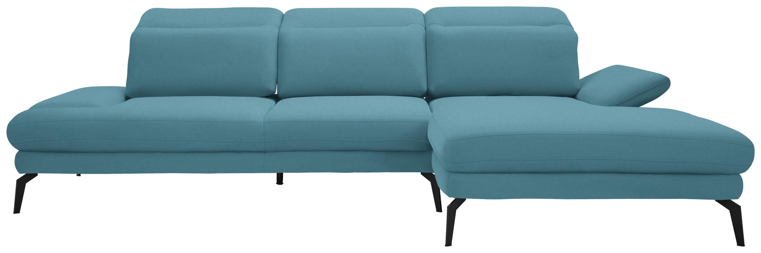 ECKSOFA Blau Flachgewebe  - Blau/Schwarz, Design, Textil/Metall (289/180cm) - Stylife