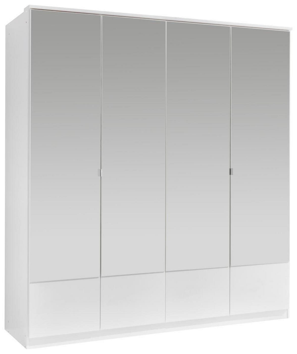 DREHTÜRENSCHRANK in Weiss  - Weiss/Alufarben, Konventionell, Glas/Holzwerkstoff (180/199/58cm) - MID.YOU