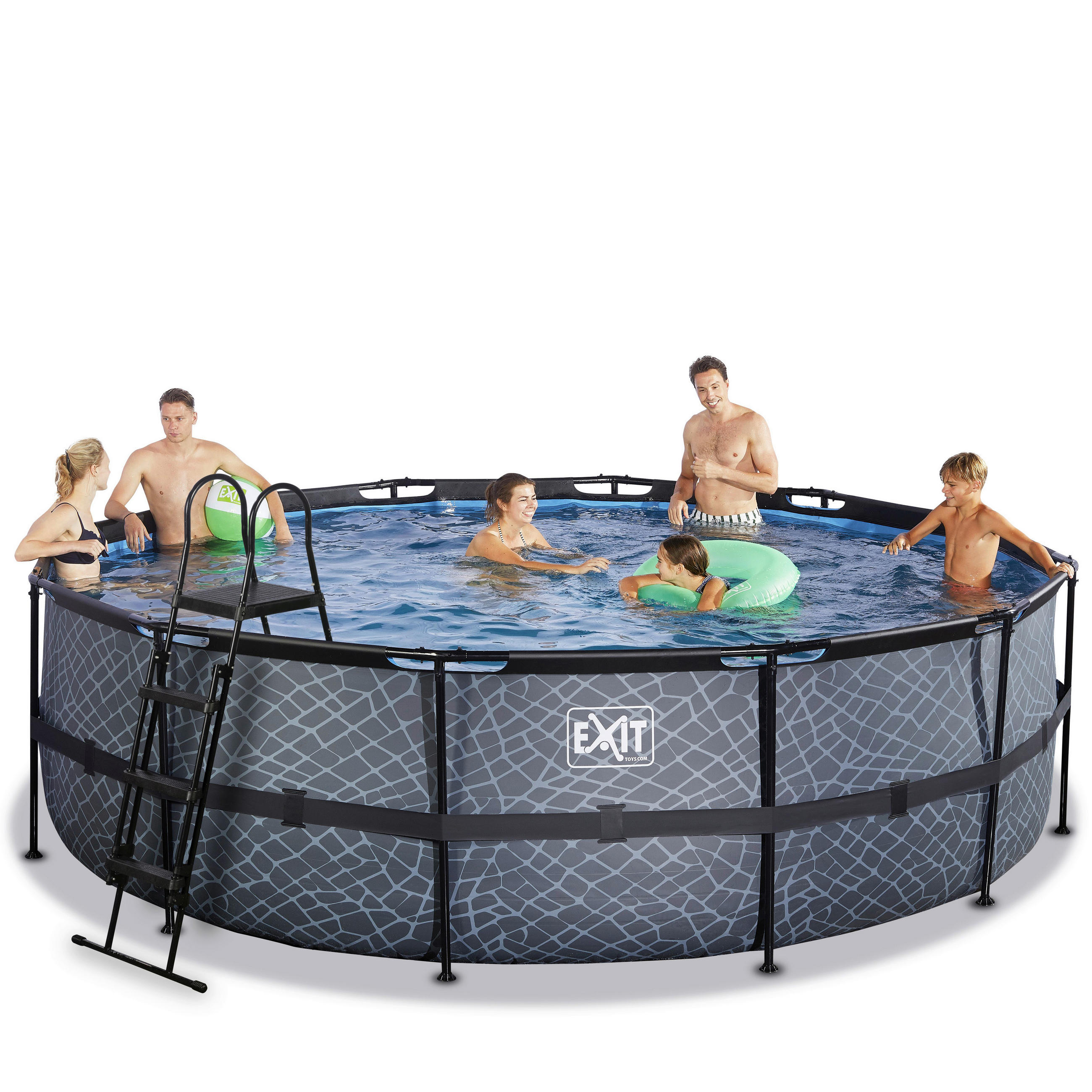 EXIT POOL STONE 488X122 488/122 cm  - Grau, KONVENTIONELL, Metall (488/122cm) - EXIT Toys
