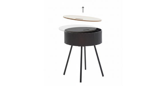 BEISTELLTISCH 38/38/45 cm Naturfarben, Schwarz rund  - Schwarz/Naturfarben, LIFESTYLE, Holzwerkstoff/Metall (38/38/45cm) - Xora