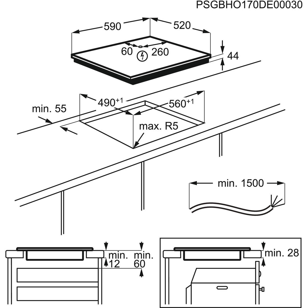 PLOČA EIV63440BW - bijela, Design, staklo (59/4,4/52cm) - Electrolux