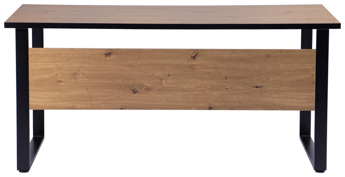 SCHREIBTISCH 160/75/73,5 cm Schwarz, Eiche Artisan   - Schwarz/Eiche Artisan, MODERN, Holzwerkstoff/Metall (160/75/73,5cm) - Livetastic