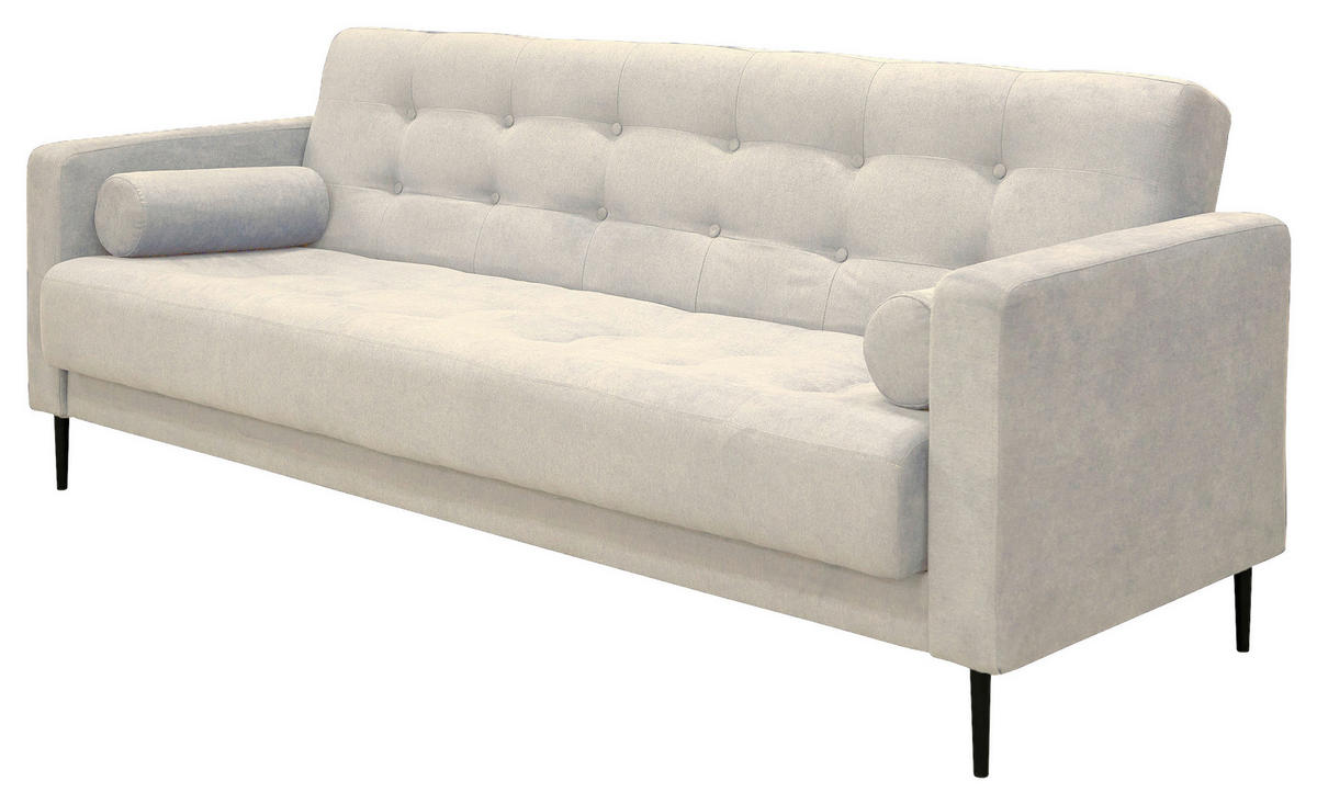 SCHLAFSOFA in Mikrofaser Creme  - Creme/Schwarz, Design, Textil/Metall (223/89/86cm) - P & B