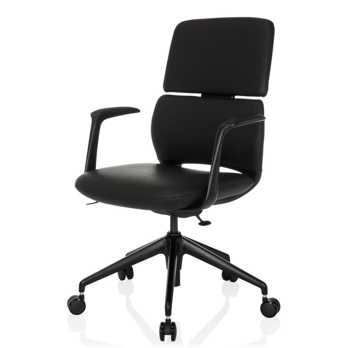 DREHSTUHL  - Schwarz, MODERN, Leder/Kunststoff (62/98-108/60cm) - MID.YOU