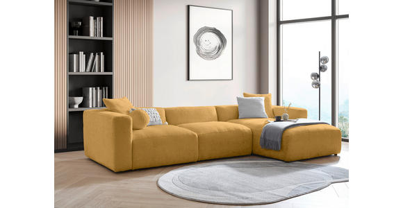 ECKSOFA  in Chenille Senfgelb  323/178 cm  - Senfgelb/Schwarz, MODERN, Kunststoff/Textil (323/178cm) - Carryhome