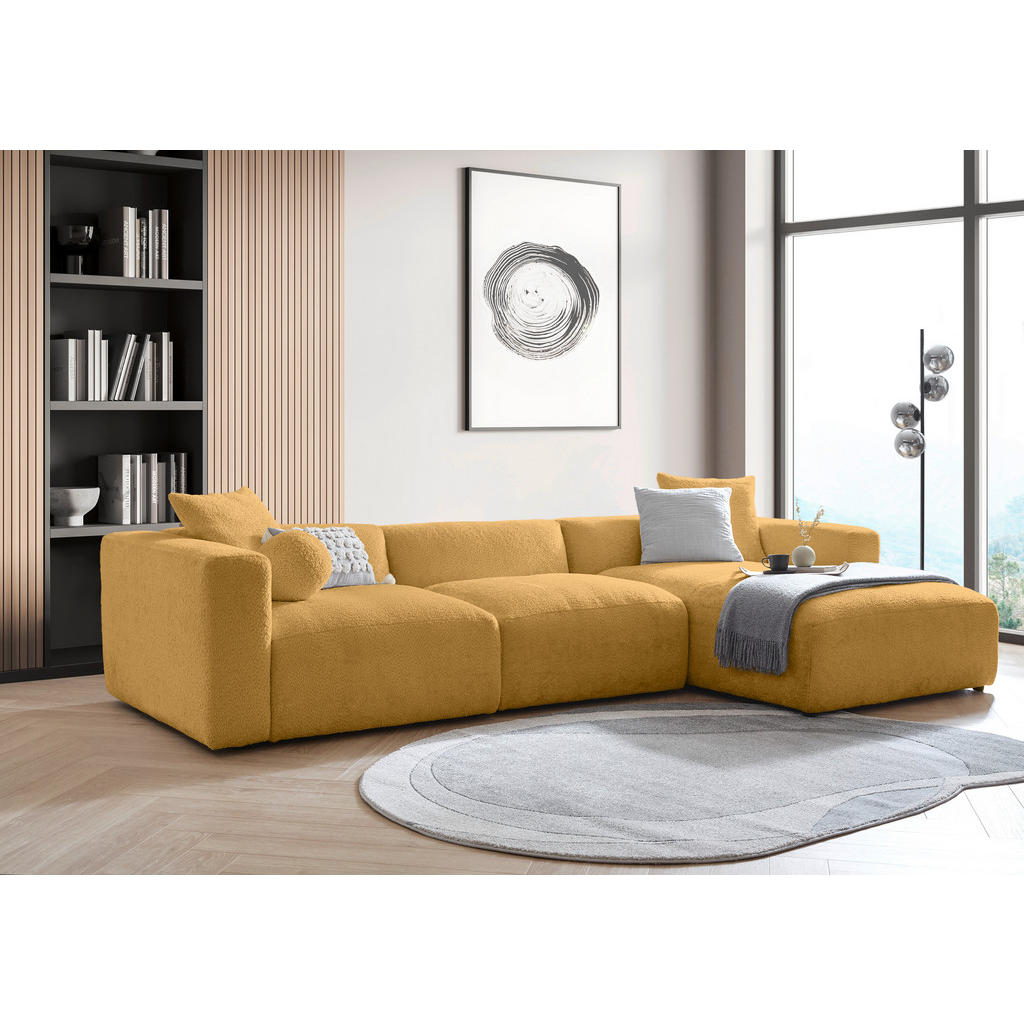 Thumbnail - Carryhome Ecksofa, Senfgelb, Textil, 3-Sitzer, Füllung: Polyester, Ottomane rechts, L-Form, 323x178 cm, Stoffauswahl, se...