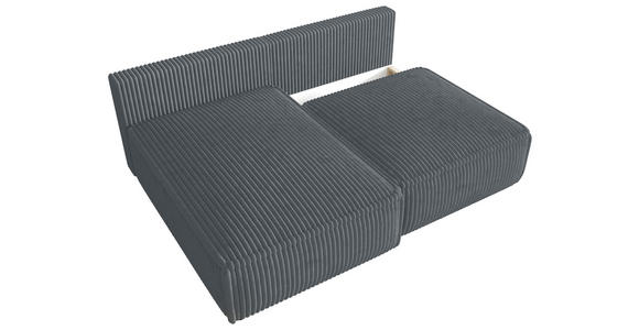ECKSOFA Grau Cord Zierkissen, Rückenkissen, Schlaffunktion, Rücken echt  - Schwarz/Grau, MODERN, Kunststoff/Textil (153/200cm) - Xora