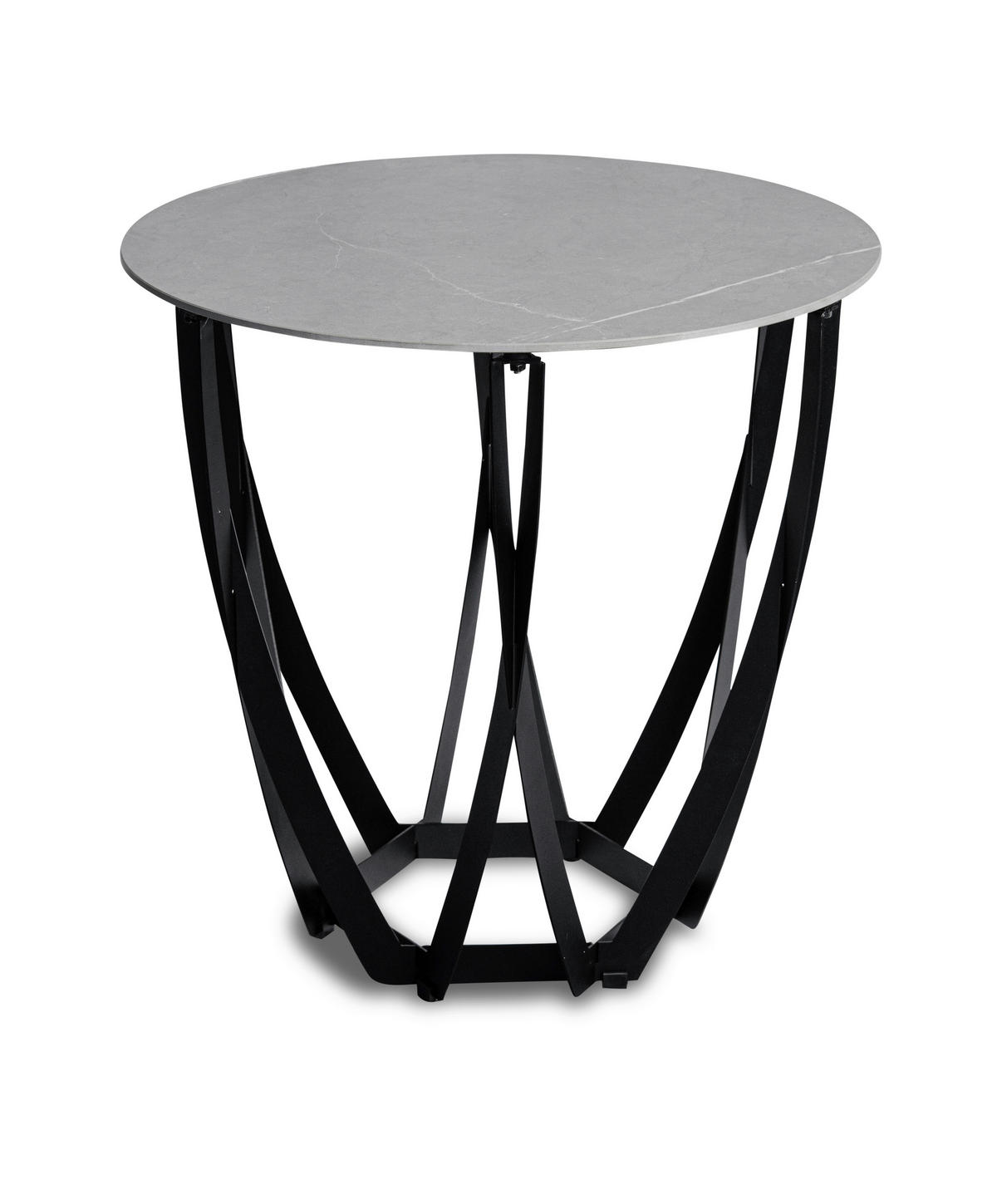 BEISTELLTISCH 50/50/50 cm Grau, Schwarz rund  - Schwarz/Grau, Basics, Stein/Metall (50/50/50cm) - Xora